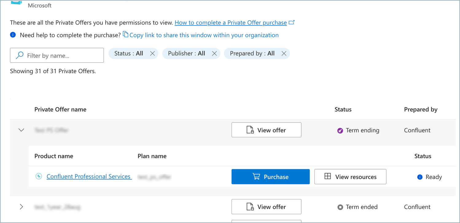 Private offer management