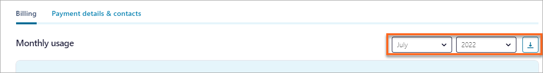 Month and year selector for invoices