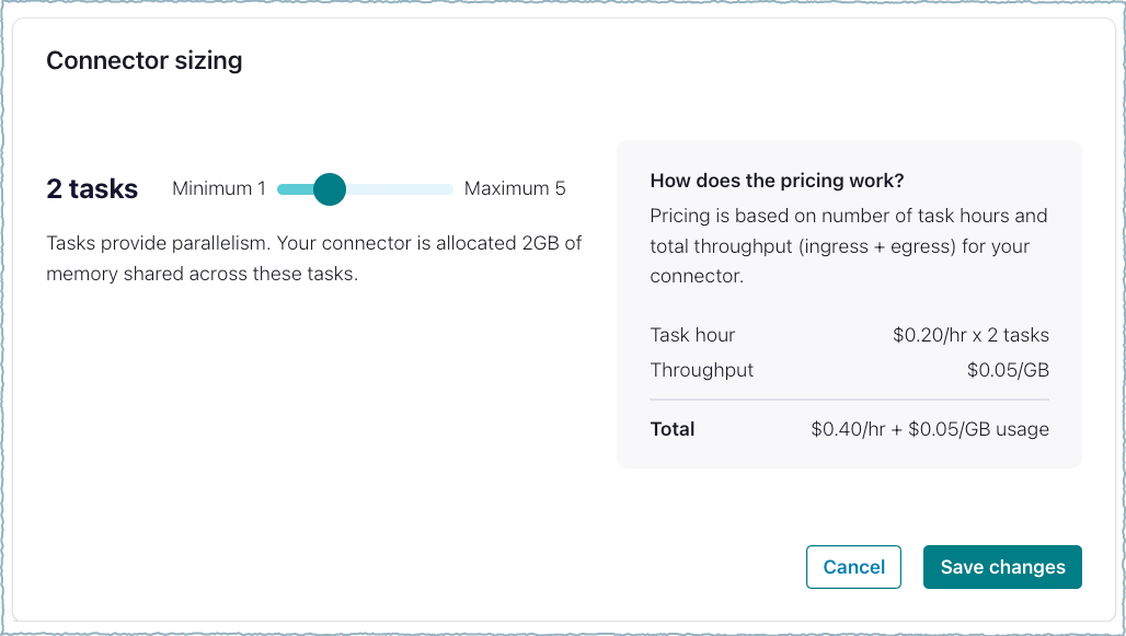 Confluent Cloud Custom Connector Task Billing UI