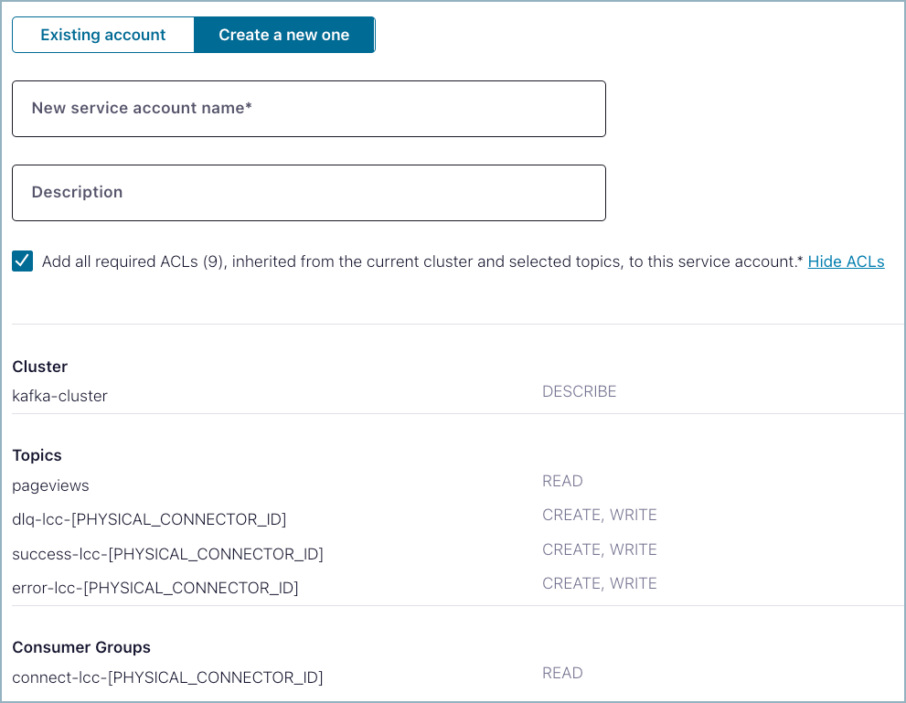 Create a new service account