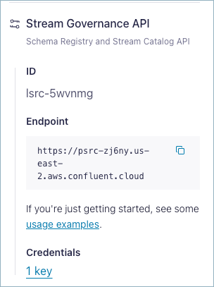 Screenshot of a new Schema Registry API access options