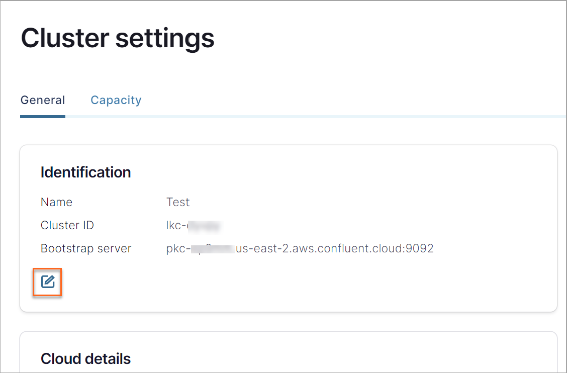 Confluent Cloud Change Settings