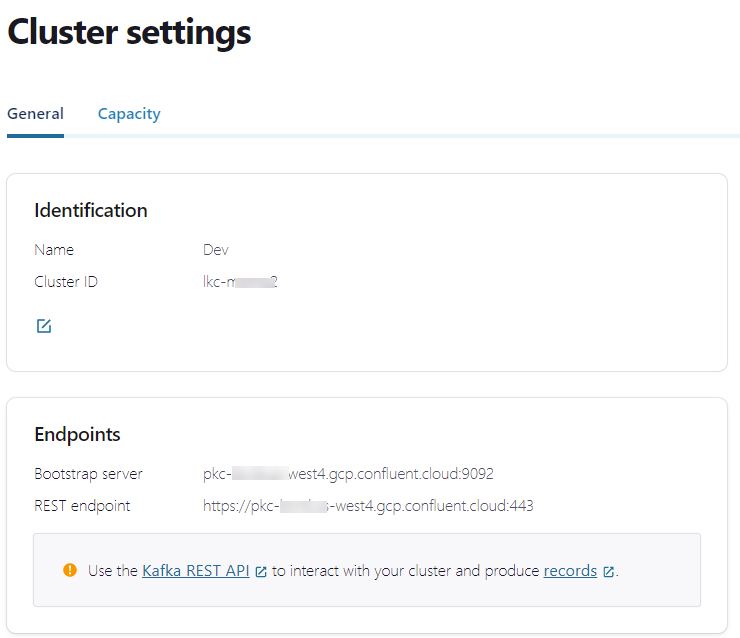 Confluent Cloud Cluster Settings