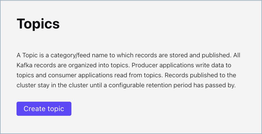 Create topic page Confluent Cloud