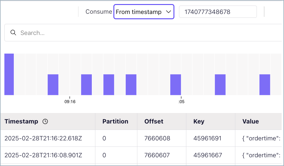 Seek messages from a timestamp in message browser