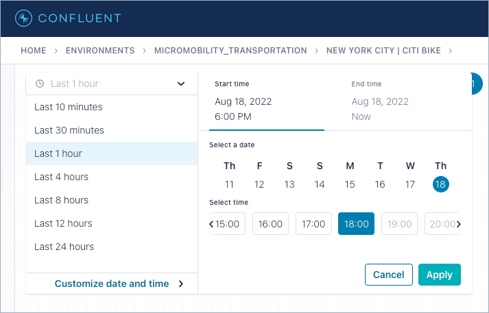 Screenshot of point in time Stream Lineage for features page