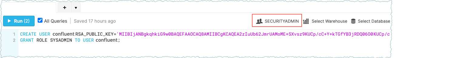 Snowflake sysadmin role creation statements